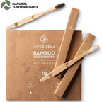 Buy now Greenzla Bamboo Toothbrushes for Adults â€“ 12 Pack Wooden Toothbrush Set with Charcoal-Infused Soft Bristles, Natural Oral Care for Daily Use at indiglob india