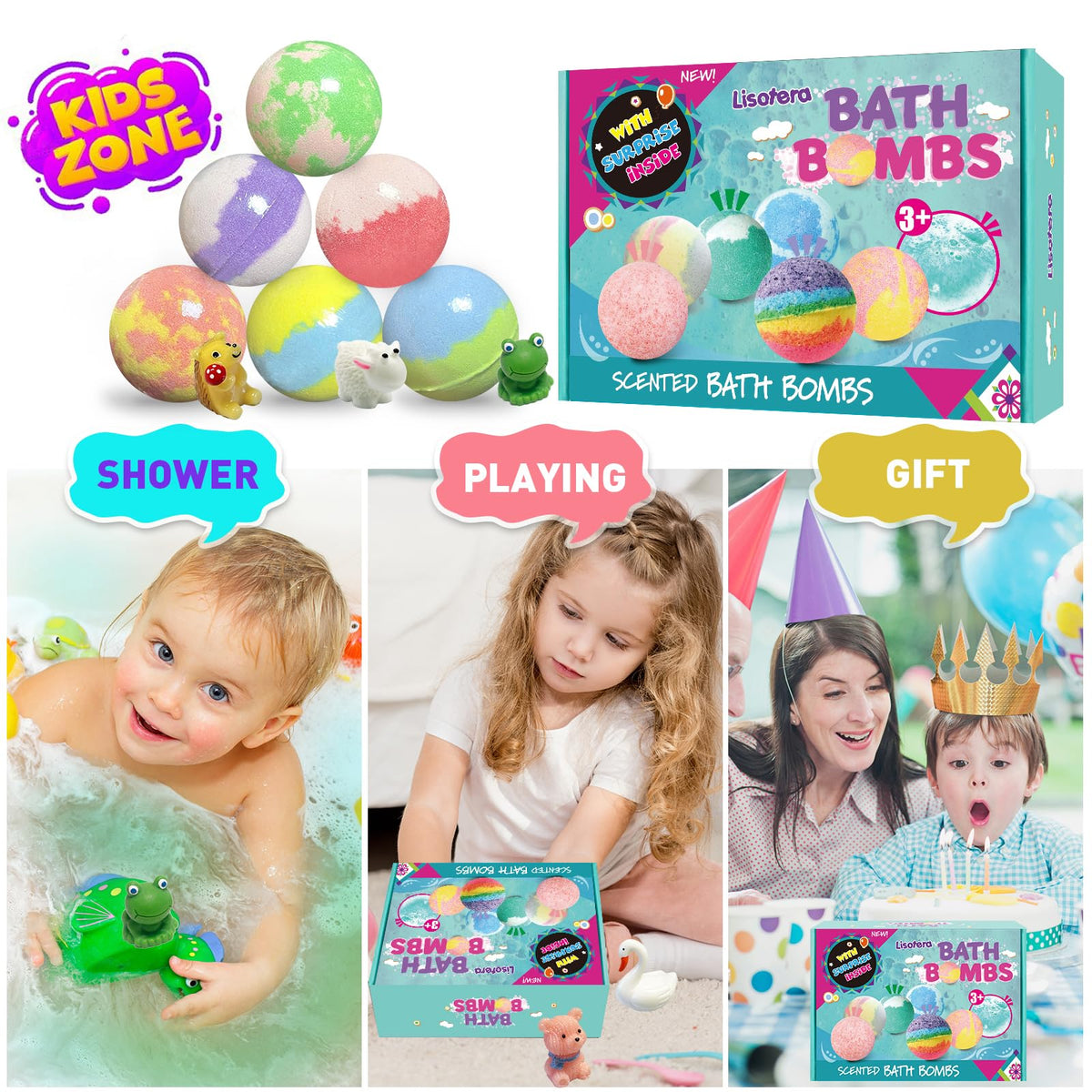 Bath Bombs for Kids with Surprise Toys Inside, 12pcs Bubble Fizzy Bath Bomb