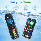 2 Pack Remote & Phone Teething Toys for 0-6 6-12 Months, BPA Free Silicone