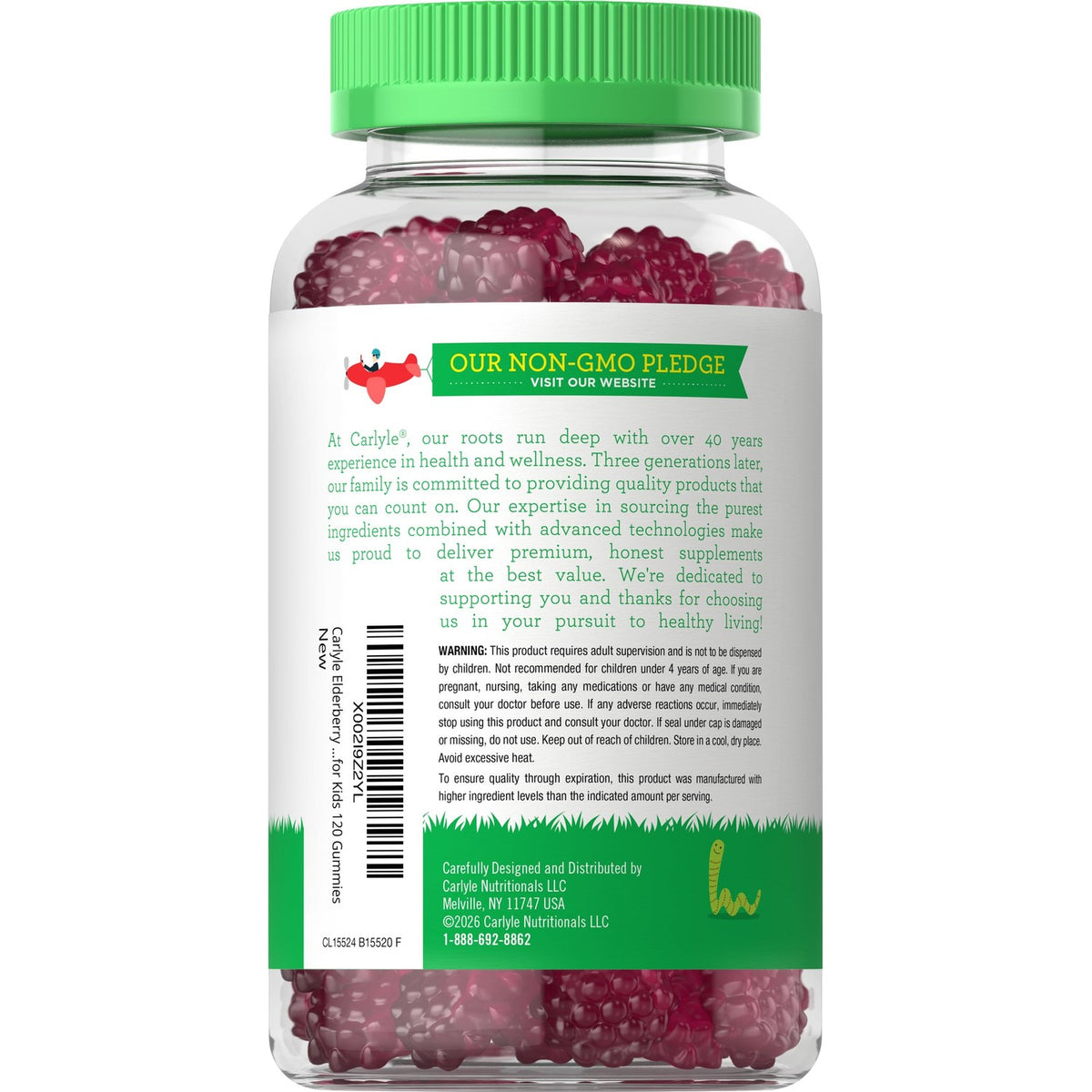 Carlyle Elderberry Gummies for Kids | 120 Count | Zinc and Vitamin C