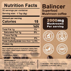 Mushroom Coffee, 6 Adaptogenic Mushrooms (Lion's Mane, Cordyceps, Turkey Tail & Other) Mixed with Premium Instant Coffee for Focus, Energy, Immune and Gut Health Support, 30 Servings