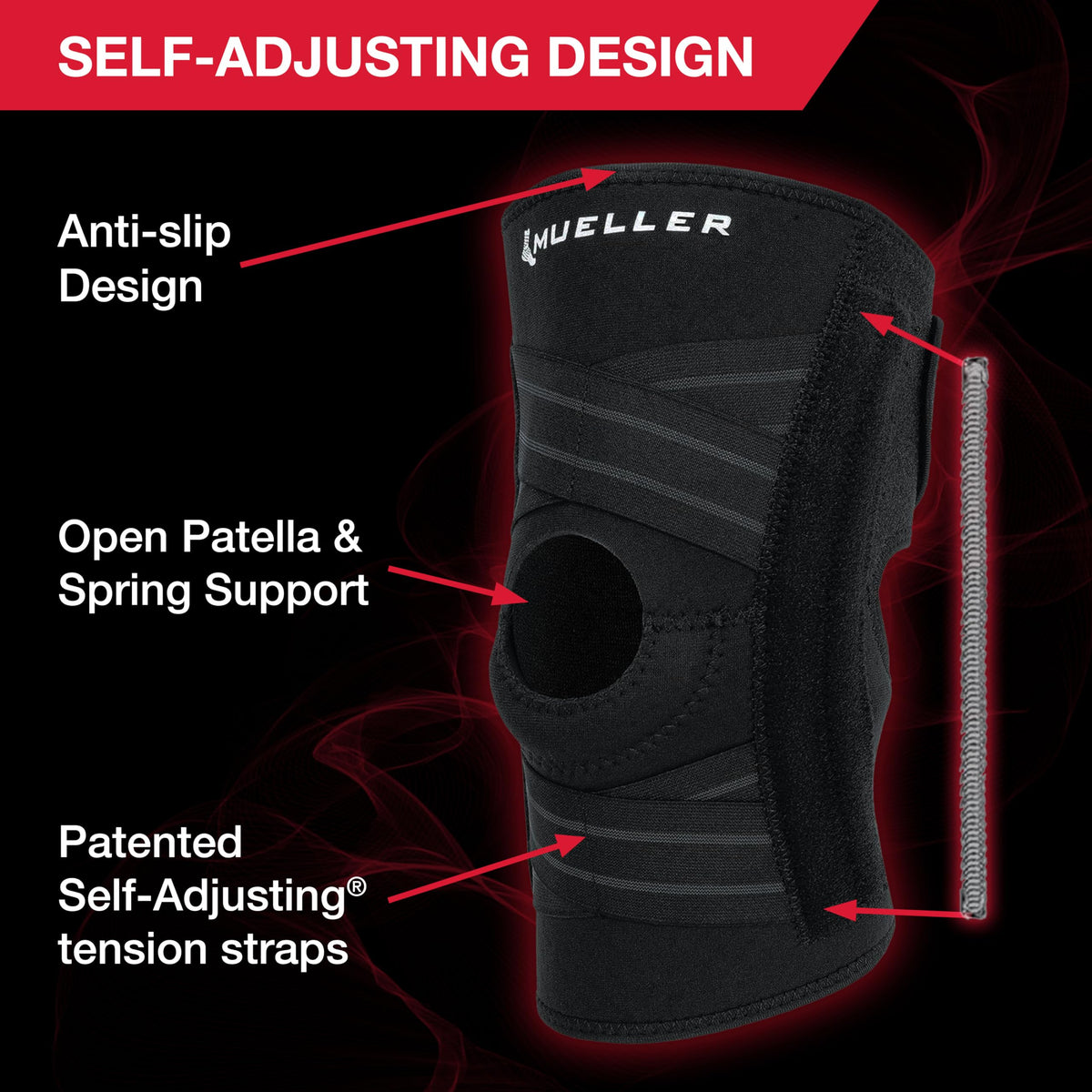 MUELLER Sports Medicine Adjustable Knee Brace, Knee Support for Arthritis Pain, Knee Sprains, ACL, MCL Joint Instability & Injury Recovery, Compression Stabilizer for Walking, Running, Sports & Daily Activities, One Size Fits Most