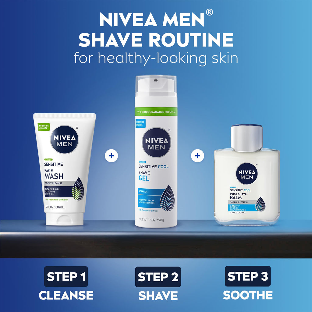 Buy now NIVEA MEN Sensitive Cool Post Shave Balm, Enriched with Chamomile and Seaweed Extracts, Alcohol Free After Shave Balm for Men, 3.3 Fl Oz Bottle, Pack of 3 at indiglob india