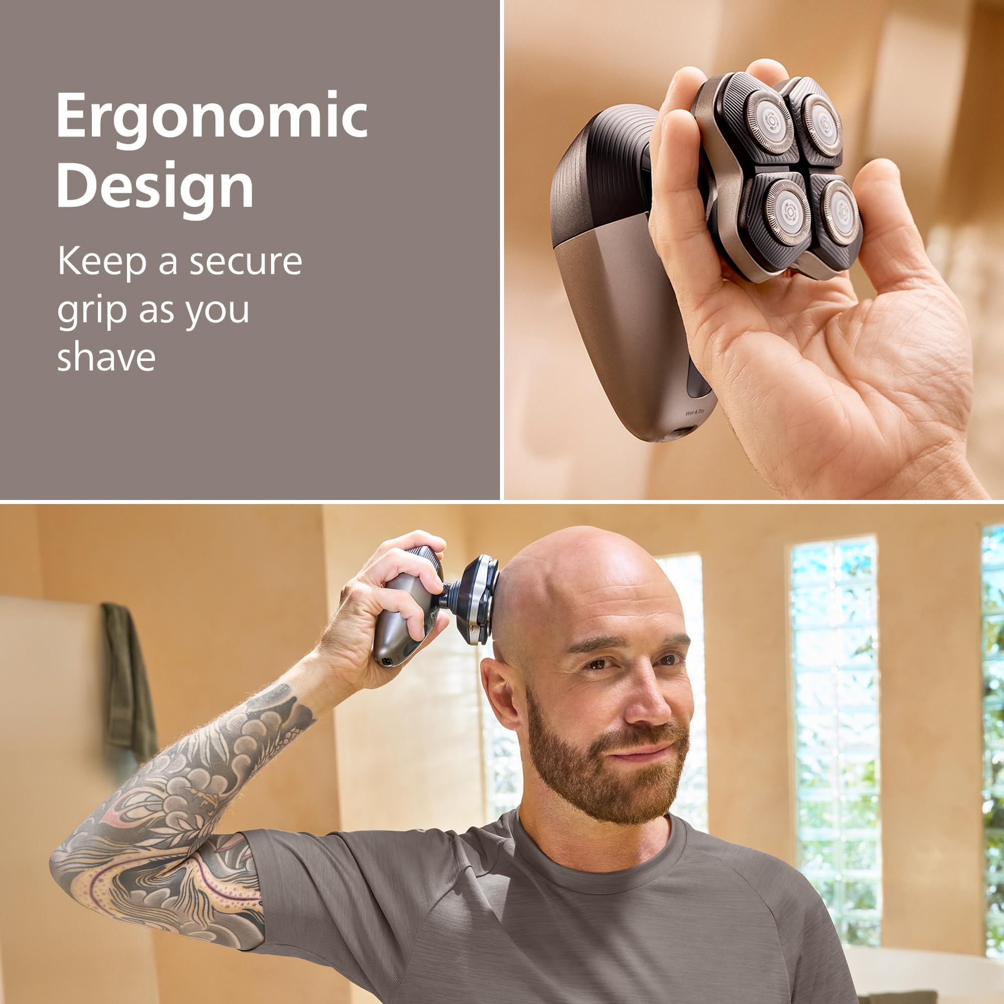 Philips Norelco Head Shaver Pro 9000 Electric Shaver, Clean & Gentle Shave | Electric Shaver for Men and Women, 360° Flexing Head, ComfortCut Blades, PowerAdapt Sensor, 90-Min Runtime, HS9980/40