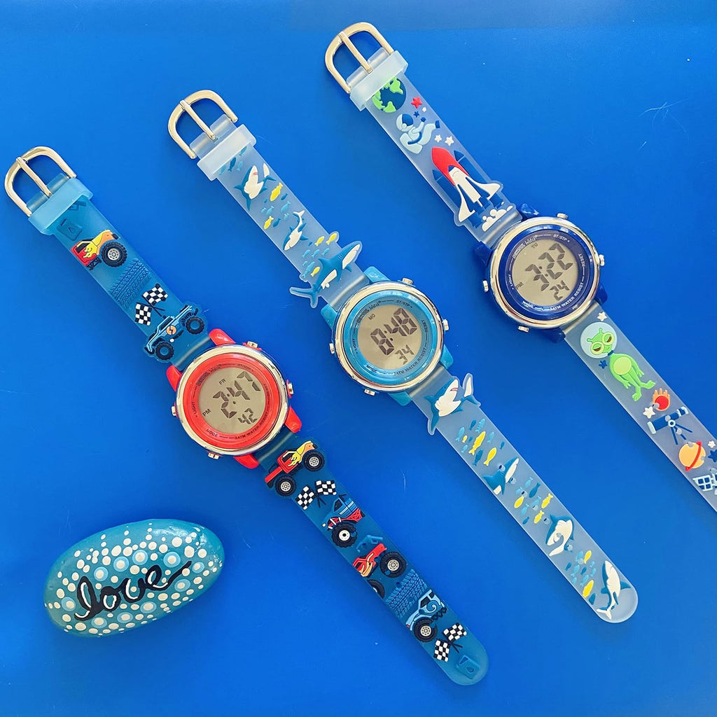 Buy now Preschool Collection Kids Digital Light Up Watch - Monster Trucks, Dinosaurs, Shark, Unicorn, Butterfly, Spider - Girls, Boys, Children, School at indiglob india