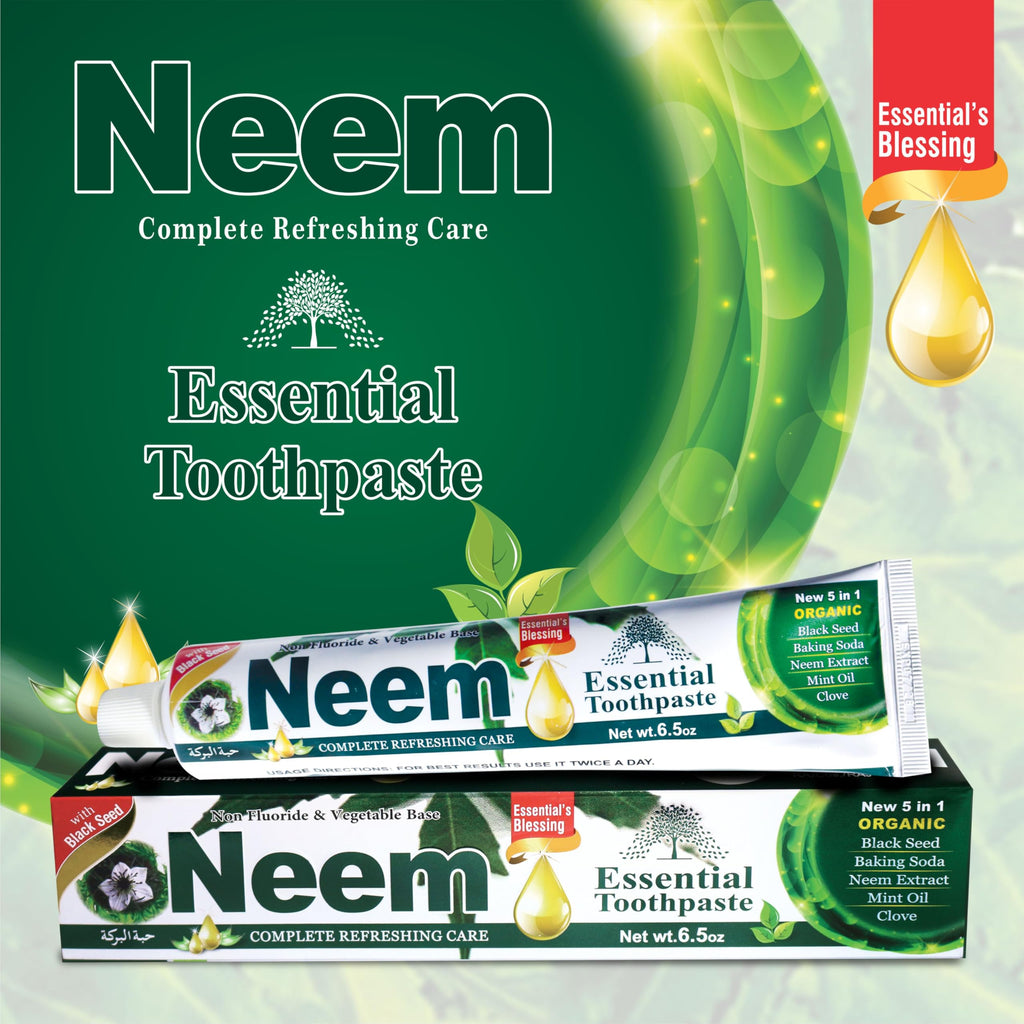 NEEM Essential Toothpaste - 6.53 oz Pack of 6 | New 5 in 1, Fluoride Free
