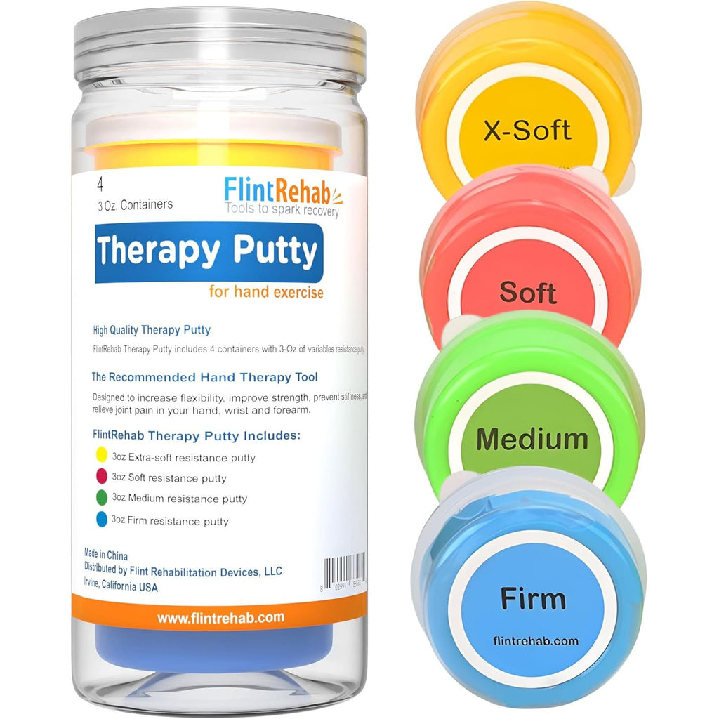 Buy now FlintRehab Therapy Putty for Kids & Adults (4 Pack, 3 Oz Each) - Putty for Hand Therapy, Fidgeting & Stress Relief - Non-Toxic Resistive Exercise Putty to Improve hand strength - Set of 4 Strengths at indiglob india