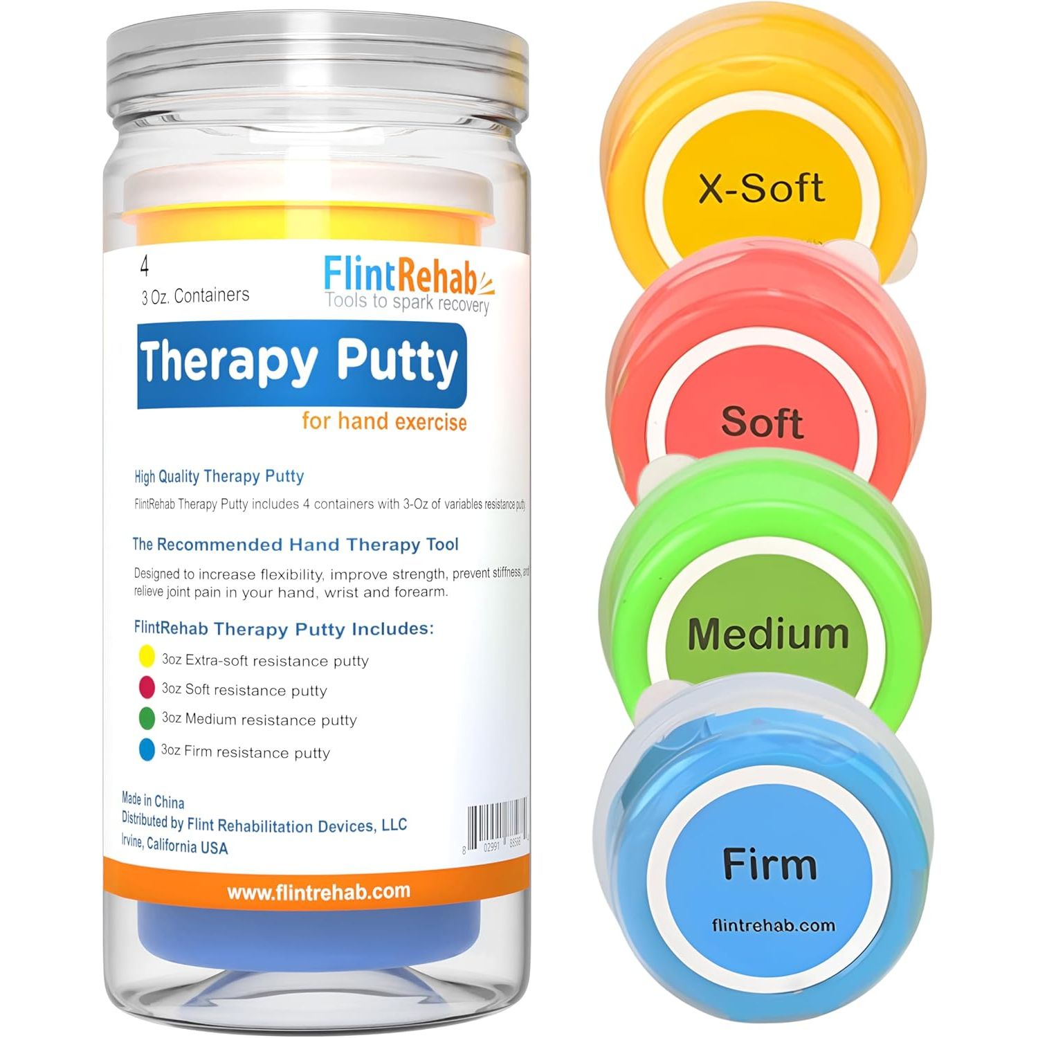 Buy now FlintRehab Therapy Putty for Kids & Adults (4 Pack, 3 Oz Each) - Putty for Hand Therapy, Fidgeting & Stress Relief - Non-Toxic Resistive Exercise Putty to Improve hand strength - Set of 4 Strengths 3 Ounce (Pack of 4) at indiglob india