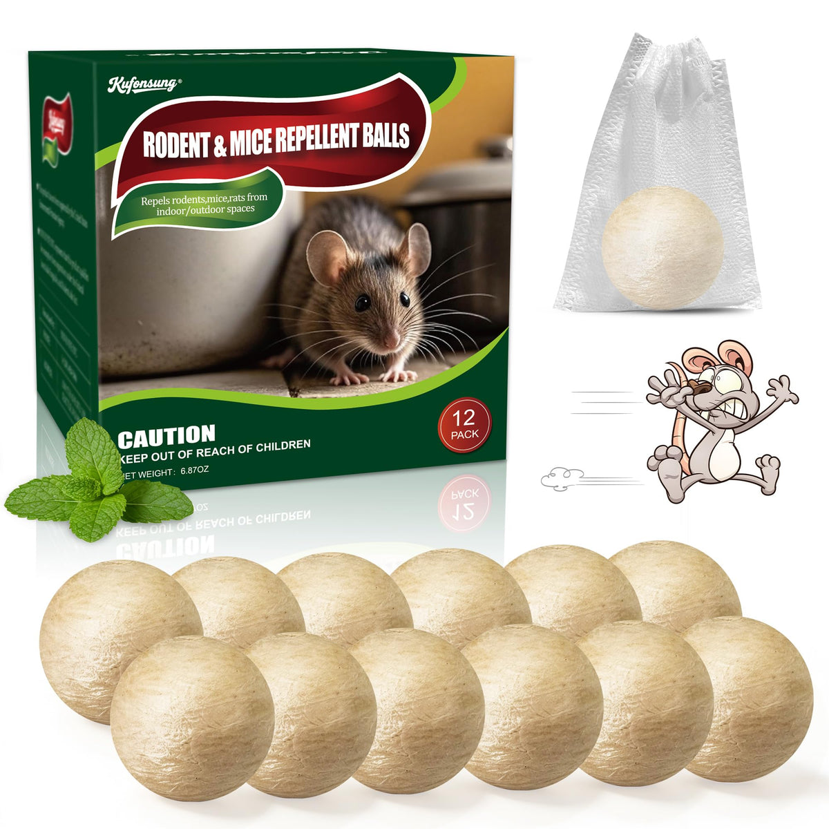 Rodent Repellent Balls,Peppermint Repel Squirrel Chipmunk Mouse Rat Outdoor