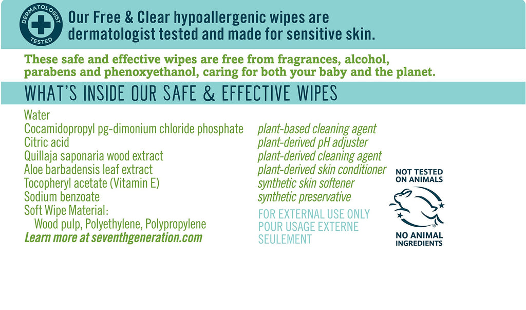 Buy now Seventh Generation Free & Clear Baby Wipes Refill Unscented and Sensitive Gentle as Water 64 count Pack of 12 (768 Total) at indiglob india