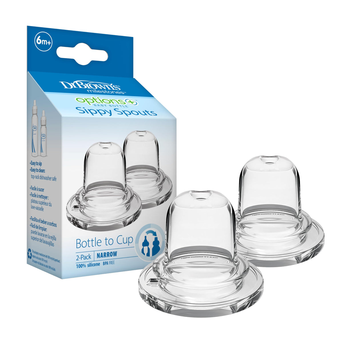 Dr. Brown's Milestones Options+ Narrow Sippy Spouts, 6m+, 2-Count
