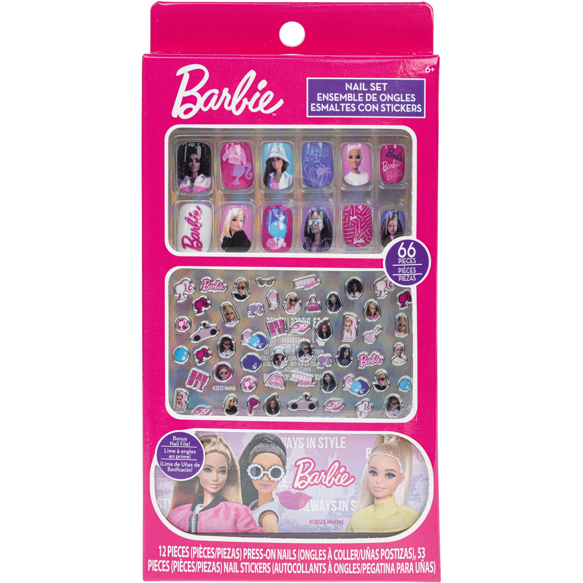 Buy now Barbie -Townley Girl 66 Piece Non-Toxic Nail Set with Press-On Nails, Nail Stickers, and Nail File, Ages 3 and Up at indiglob india