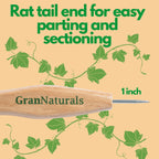 GranNaturals Smoothing & Styling Middle Part Boar Bristle Slick Back Hair Brush w/ Narrow Metal Rat Tail End for Sectioning and Parting Sleek Ponytail Bun - Teasing, Backcombing, Edge Control