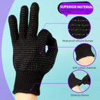 Teenitor Heat Resistant Glove With Silicone Bumps For Hair Iron Tool, Professional Heat Gloves For Heat Press, Heat Protectant Gloves For Hair Styling, Black