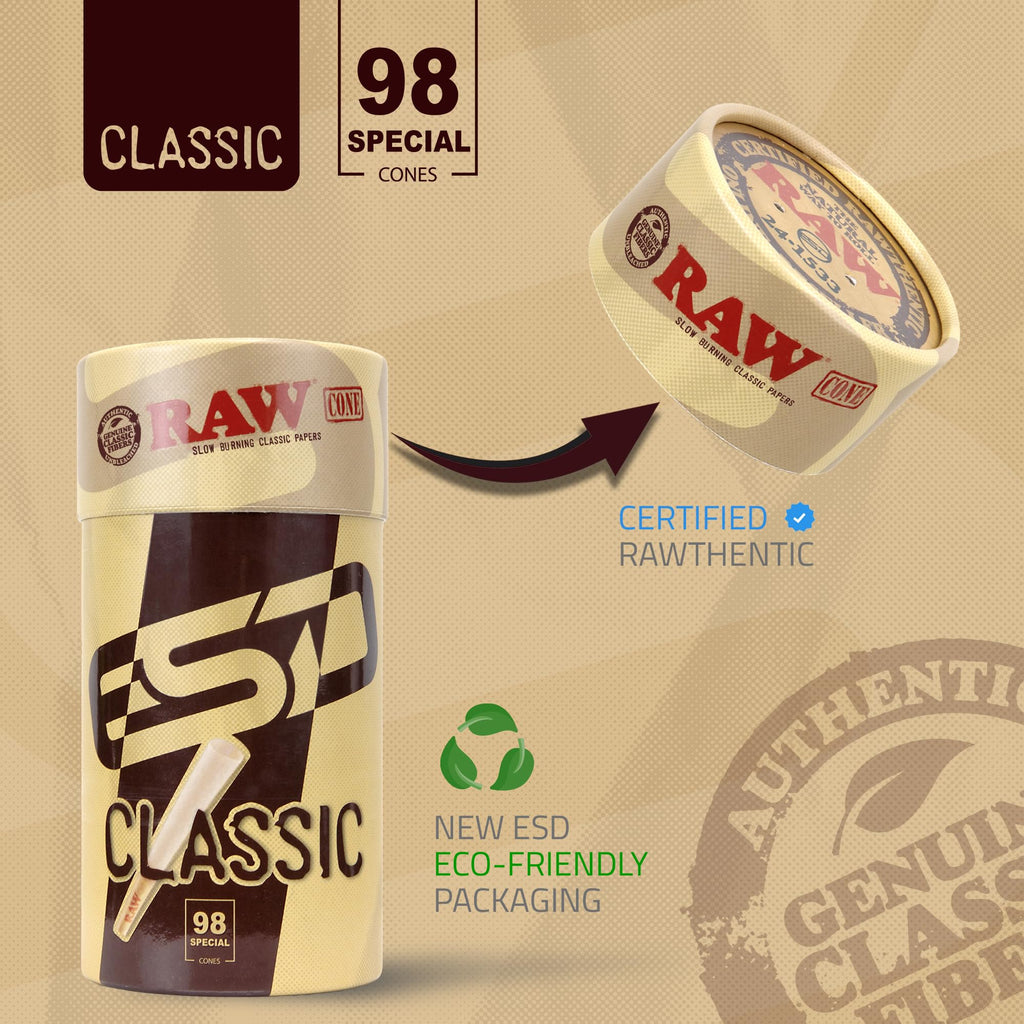 RAW Cones Classic 98 mm Special - Pack of 100 Pre Rolls Rolling Papers
