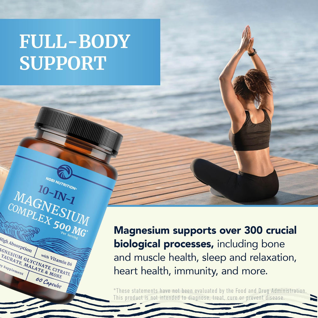 10 in 1 Magnesium Complex Supplement 500MG, Muscle & Heart Health Support