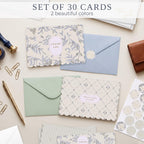 ZICOTO Beautiful Thank You Cards Set of 30 With Envelopes and Cute Stickers