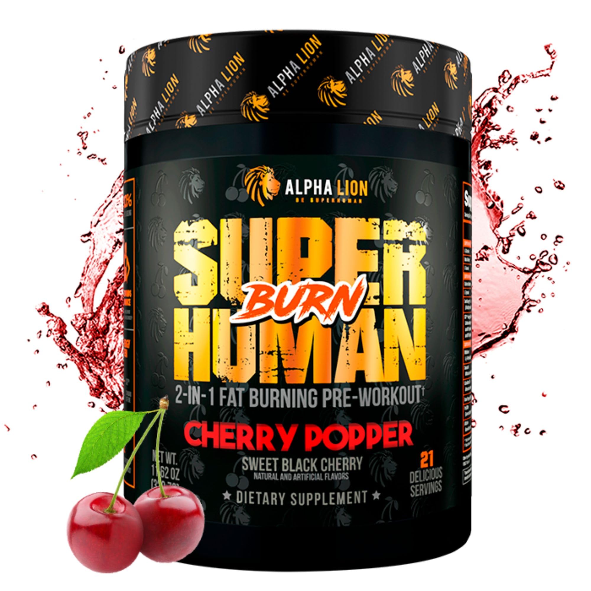 ALPHA LION Superhuman Burn, 2 in 1 Metabolism Booster Pre Workout and Men's Thermogenic Fat Burner, Sour Gummy Bear (Hulk Juice), Package Varies