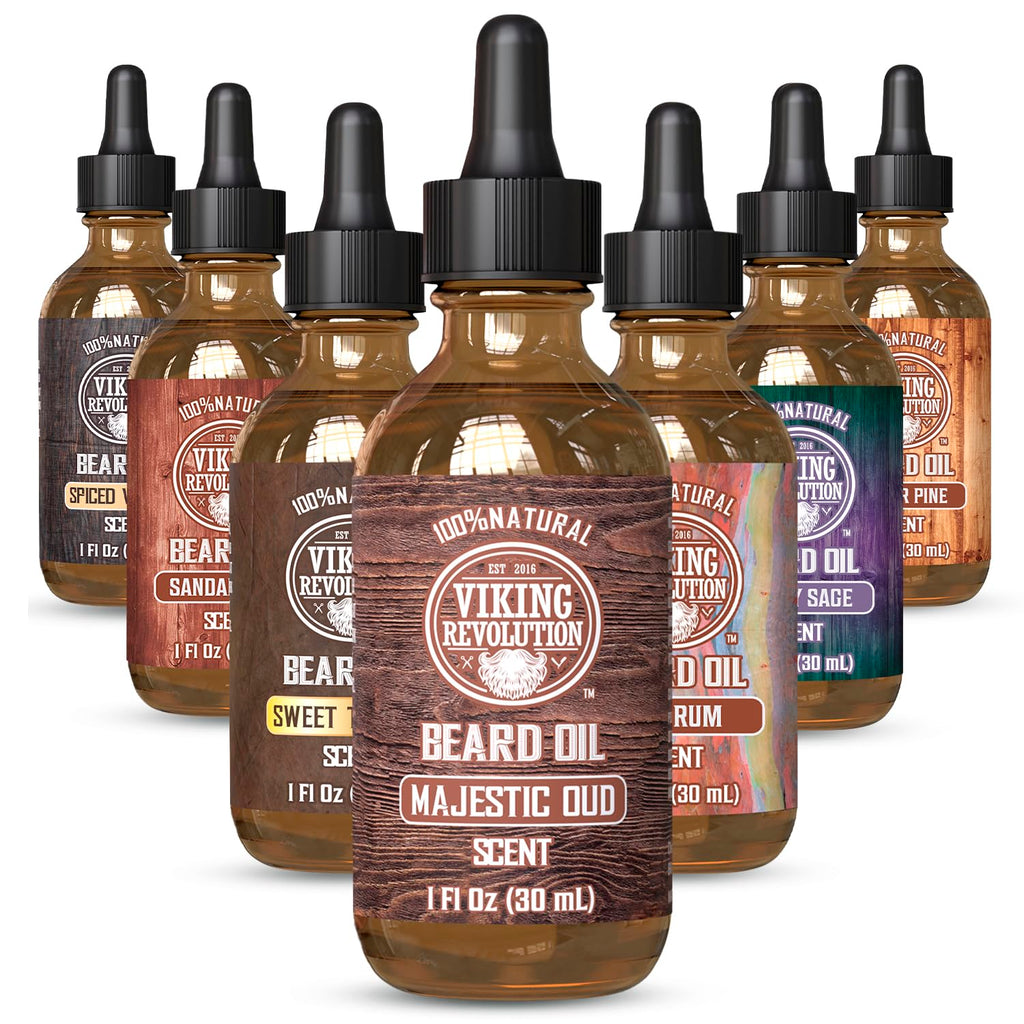 Buy now Viking Revolution Beard Oil with Clary Sage for Men - Natural Blend with Argan and Jojoba Oils for Softening, Strengthening, and Moisturizing at indiglob india