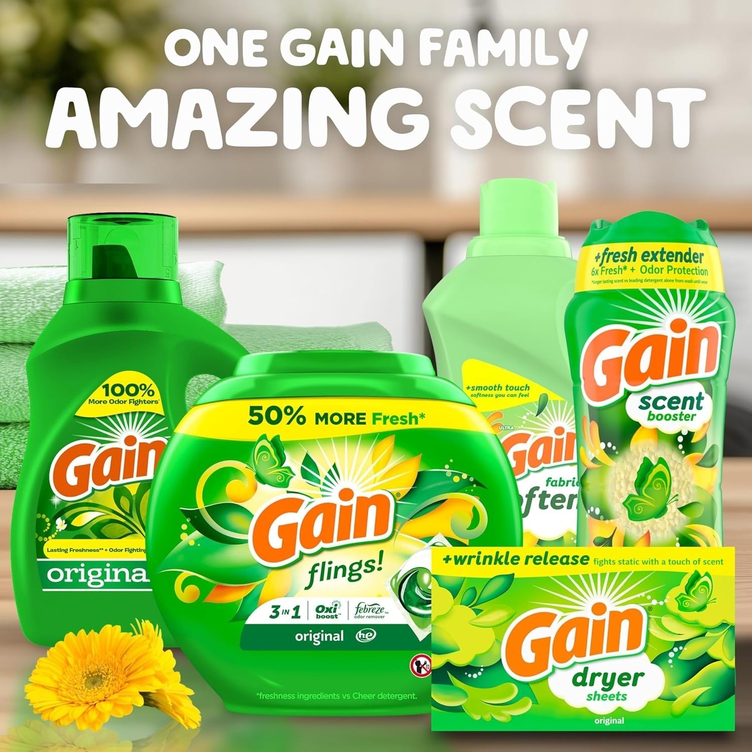 Buy now Gain Dryer Sheets Plus Wrinkle Release, Original Scent, 240 Count, Fights Static With a Touch of Scent, Laundry Sheets at indiglob india