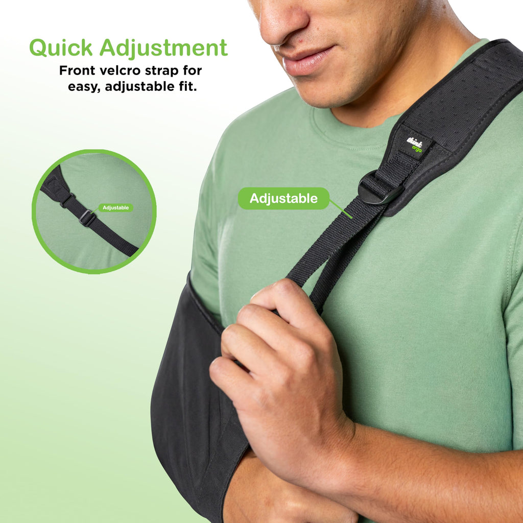 Think Ergo Arm Sling for Shoulder Injury & Rotator Cuff Support – Breathable, Adjustable Arm Sling with Front Buckle, Padded Strap & Thumb Loop, Left or Right Arm, Adult Support