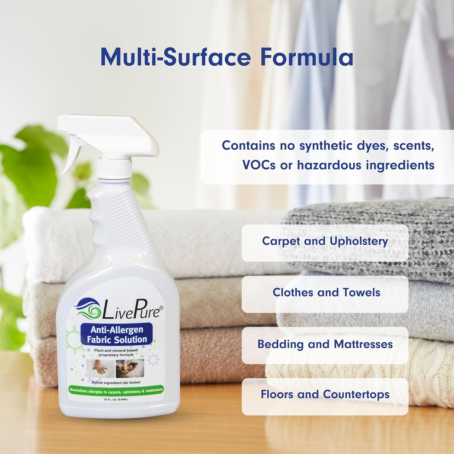 Buy now LivePure Anti-Allergen 32 OZ Fabric Spray for Household Surfaces at indiglob india