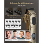 VGRPRO Hair Clippers for Men Professional, Cordless Clipper and Trimmer Set | 7000RPM Grooming Kit with EVA Case, LED display, 14 Guide Combs (including Right & Left Ear Taper Combs), Nose Trimmer Head