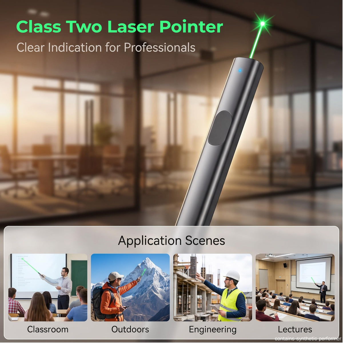 Green Laser Alignment Tool, Class 2 Compliant Indicator for Office Presentations, Training Sessions & Site Measurement (Grey)