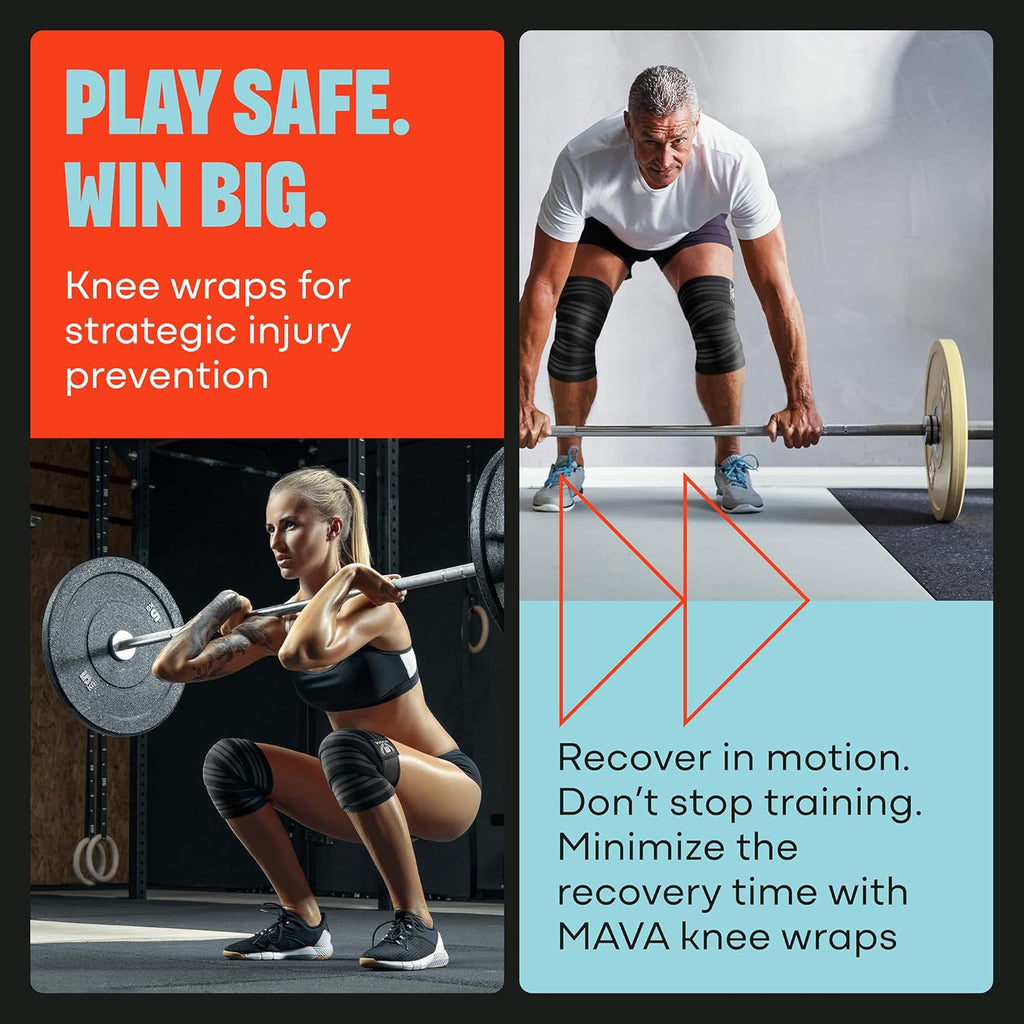 Buy now Mava Sports Knee Wraps (Pair) for Men & Women | Ideal for Cross Training, WODs, Gym Workouts, Weightlifting, Fitness & Powerlifting | Knee Straps for Squats | 72" Compression & Elastic Support at indiglob india