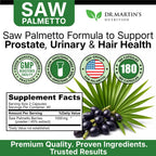USA Grown Saw Palmetto | 180 Capsules Prostate Health Supplement | Hair Growth for Men & Women | Support to Help Maintain Normal Urination Frequency & Natural DHT Blocker to Help Prevent Hair Loss