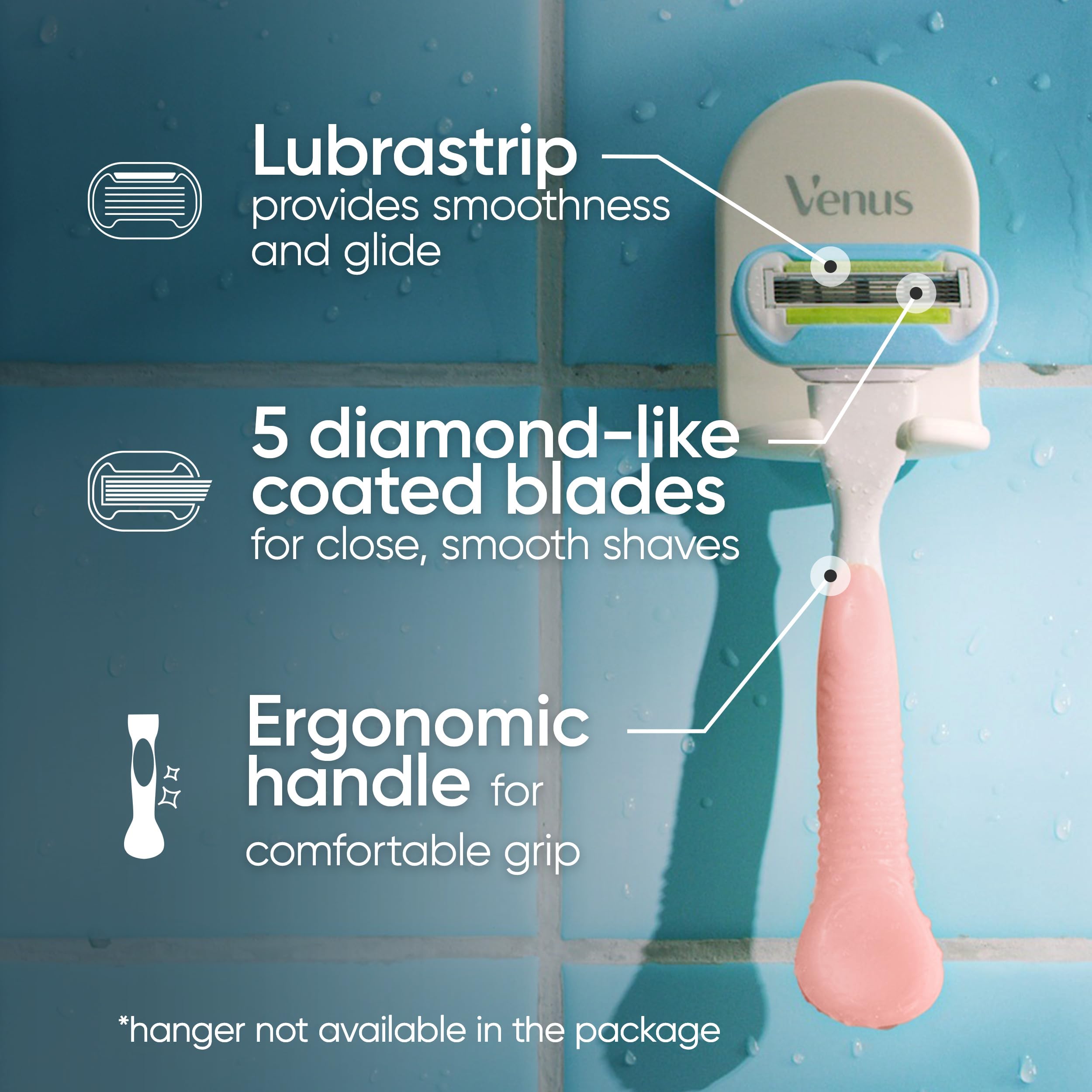 Gillette Venus Extra Smooth Pink Women's Razor Handle + 3 Blade Refills
