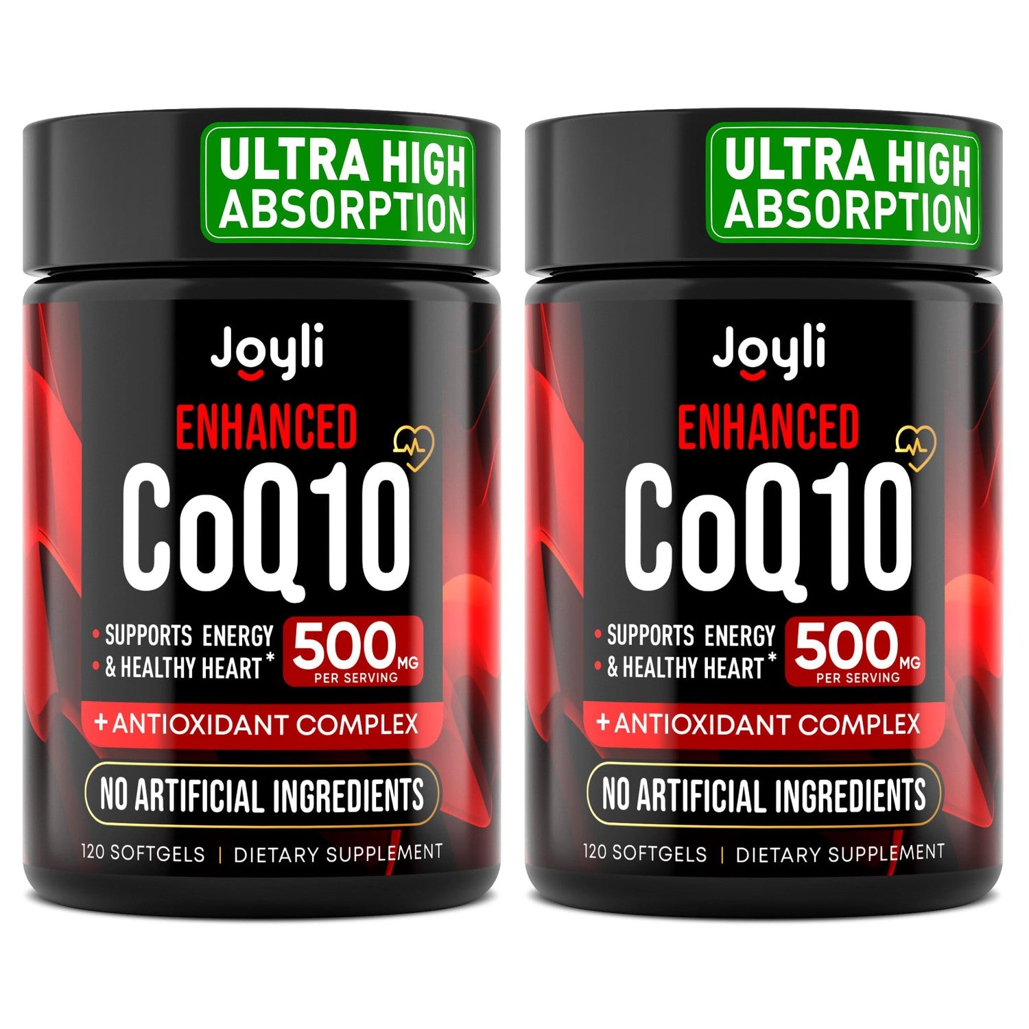 JOYLI Nutrition 2 Pack CoQ10 500mg - High Absorption Coenzyme Q10 Supplement - Co Q 10 for Energy & Vitality - Alternative to CoQ10 400mg & 300mg - 240 Softgels