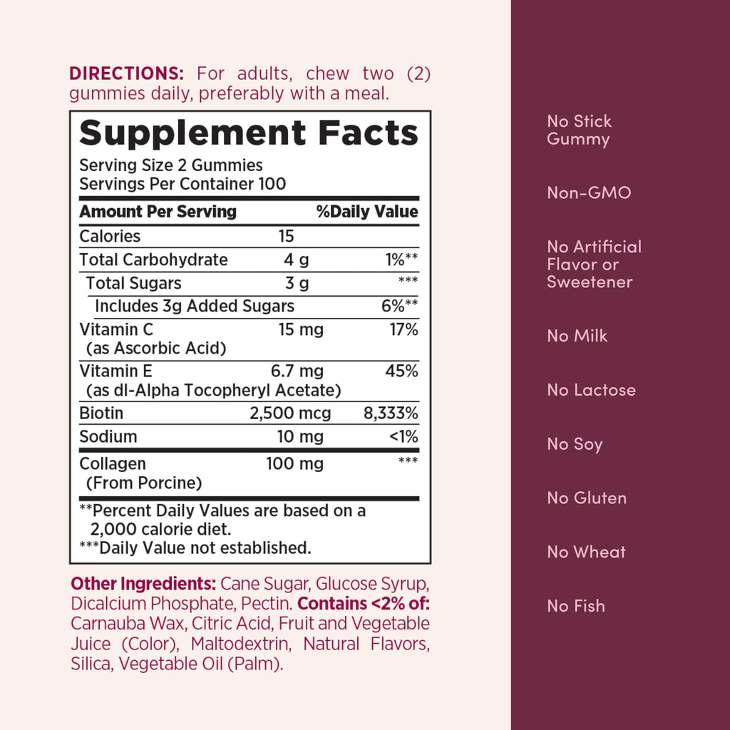 Nature's Bounty Optimal Solutions Hair, Skin & Nail Collagen Pectin Gummies