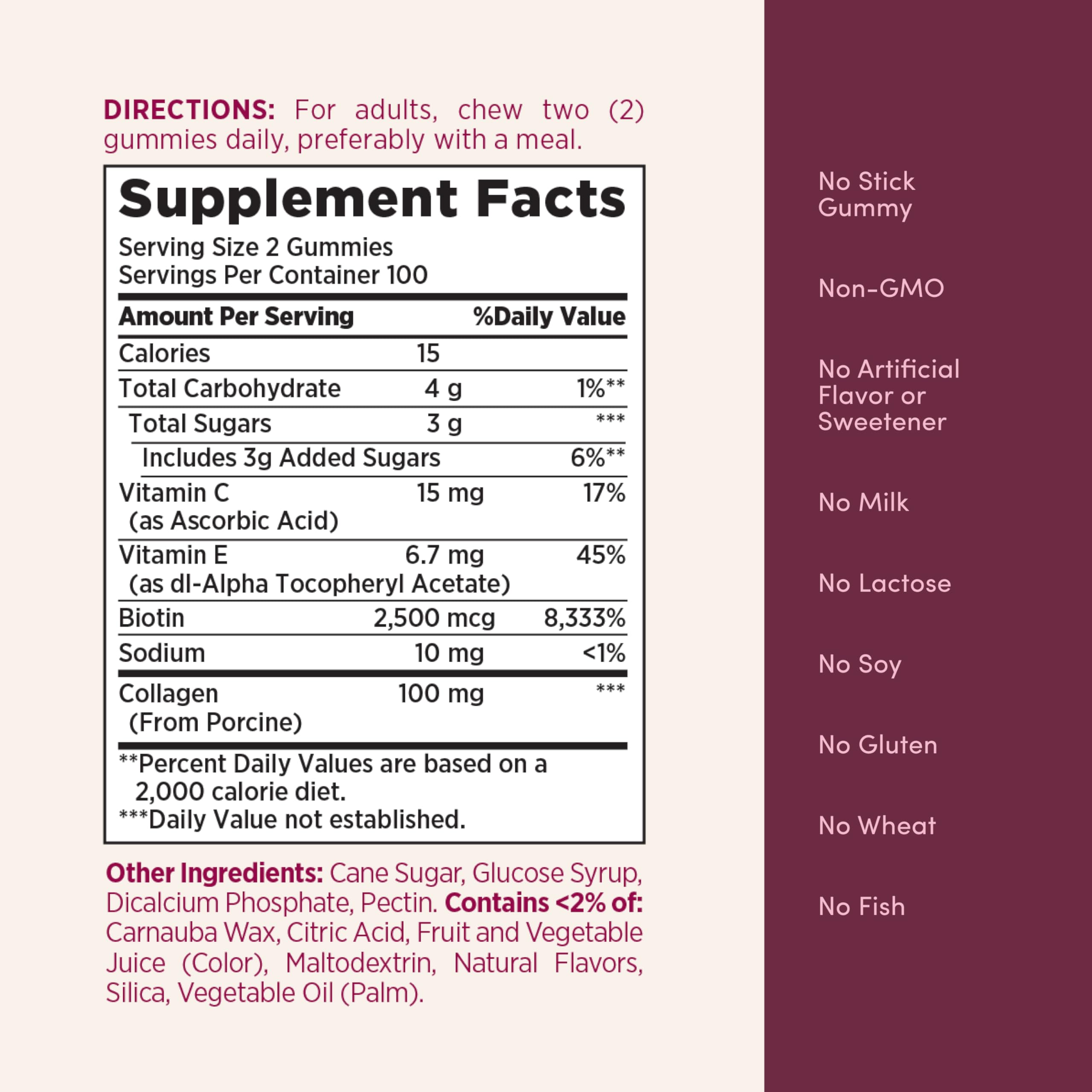 Nature's Bounty Optimal Solutions Hair, Skin & Nail Collagen Pectin Gummies