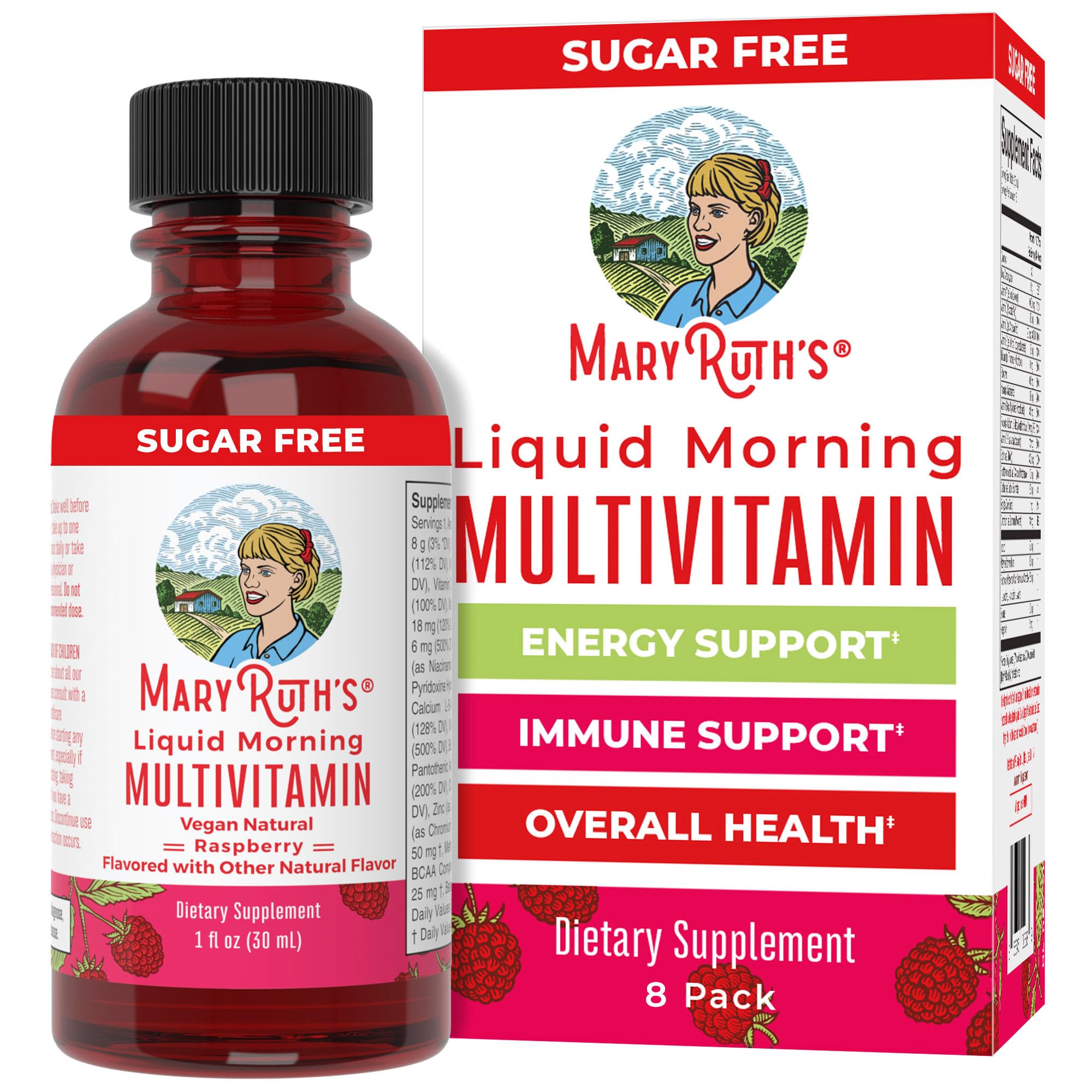 MARYRUTH'S Liquid Morning Multivitamin for Women, Men & Kids, 32 Servings | Vitamin A C D E B6 B12 Biotin Zinc, Beauty, Vegan, Non-GMO, Gluten Free