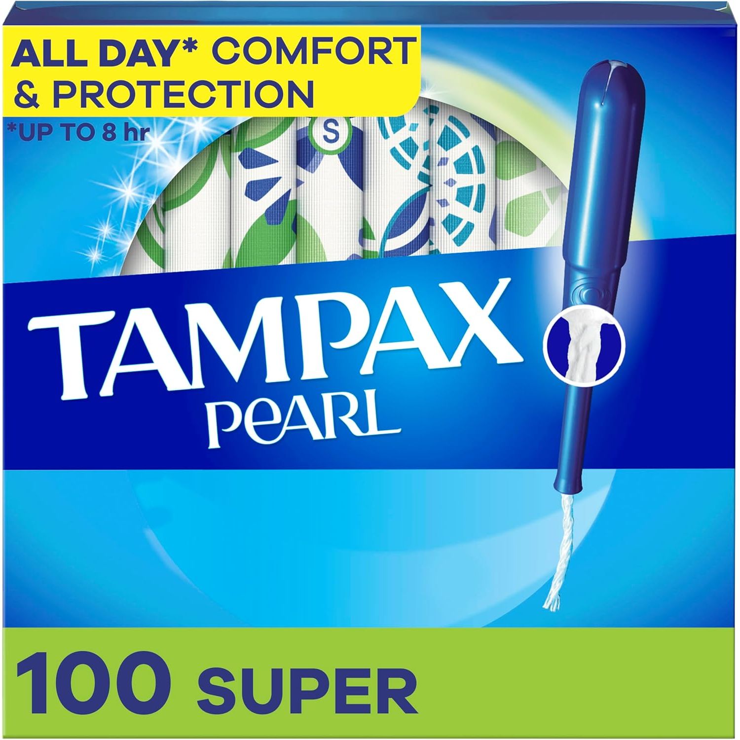 Buy now Tampax Pearl Tampons for Women, with LeakGuard Braid, Super Absorbency, Unscented, 50 Count 100 Count at indiglob india