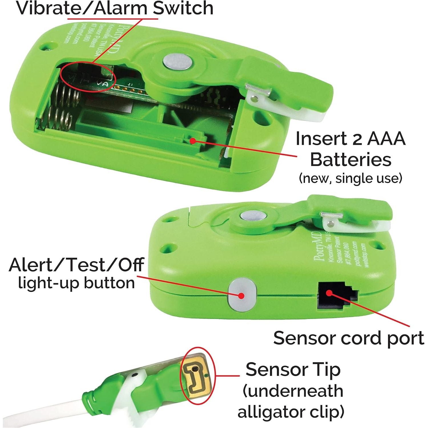 Buy now 3 Green Bedwetting Enuresis Alarm with Loud Sound and Strong Vibration for Boys or Girls, Proven Solution for Bedwettersâ€¦ at indiglob india