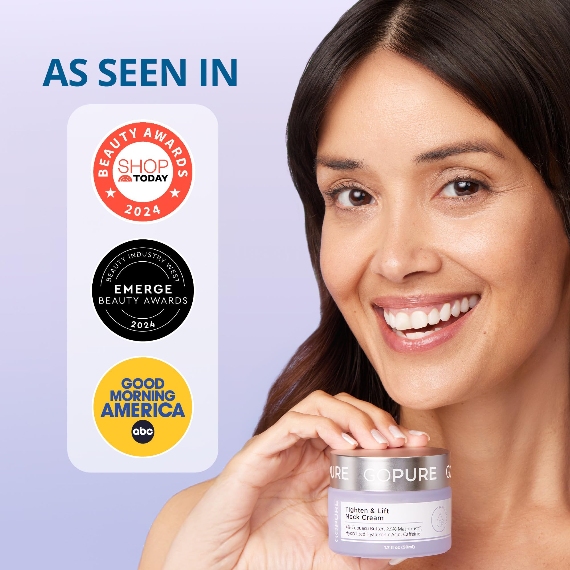 goPure Tighten & Lift Neck & Chest Moisturizer Cream for Visibly Firming, Tightening and Lifting the Look of Wrinkles & Crepey Skin, 1.7oz