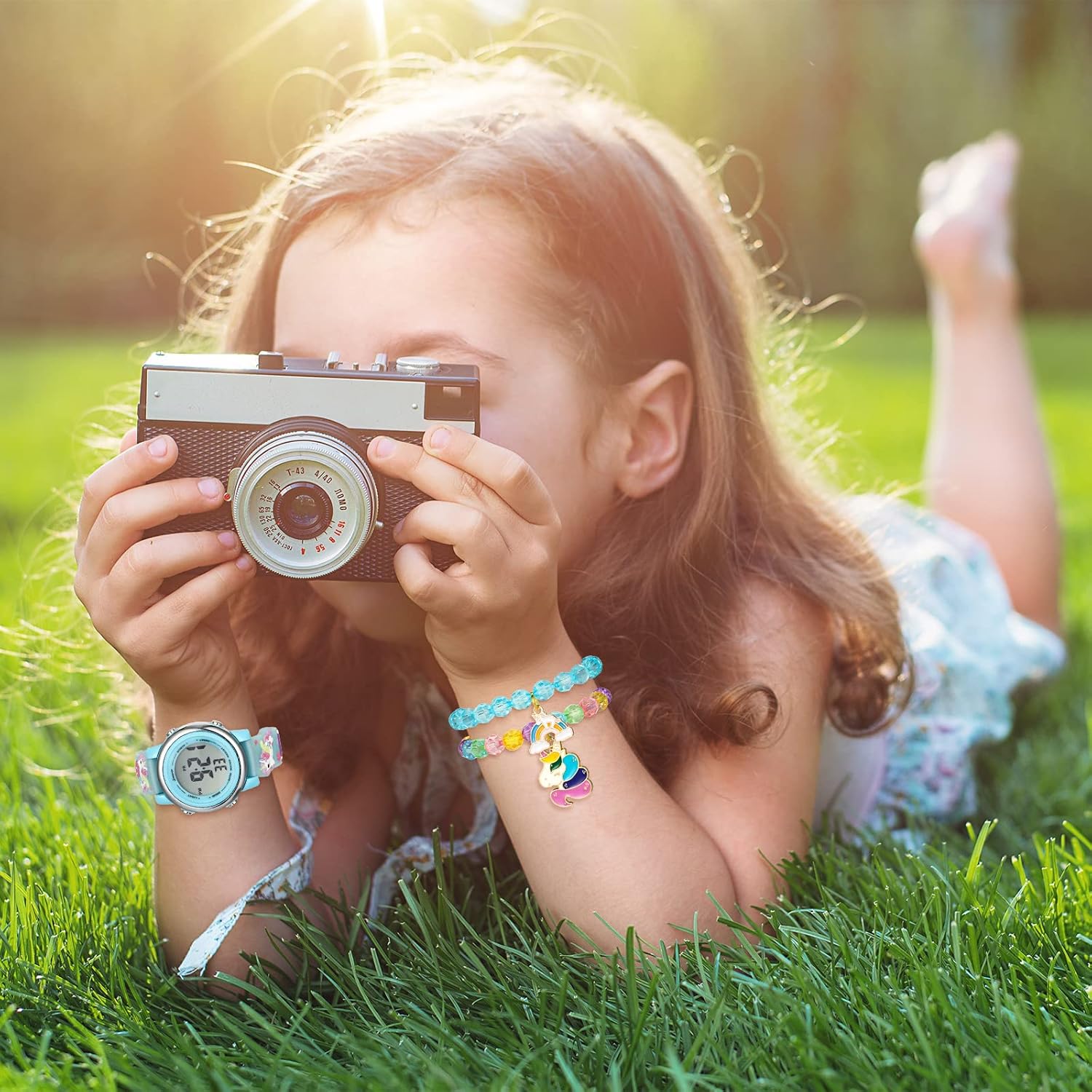 Buy now Yaomiao 3 Pieces Kids Unicorn Digital Sport Watches and Bracelets,7 Color Lights, Alarm, Stopwatch, 3D Waterproof Watch Gift for Girls 3-10 Years Old at indiglob india