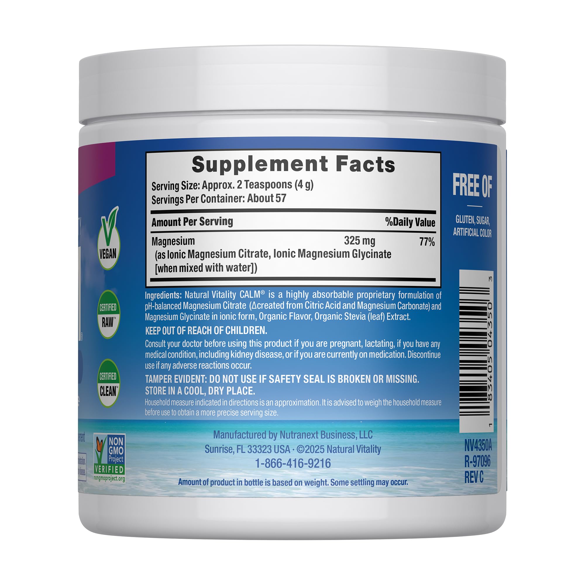 Natural Vitality Calm Magnesium Powder | Raspberry Lemon Flavored Supplement | Non-GMO, Vegan & Gluten Free Formula | 8oz