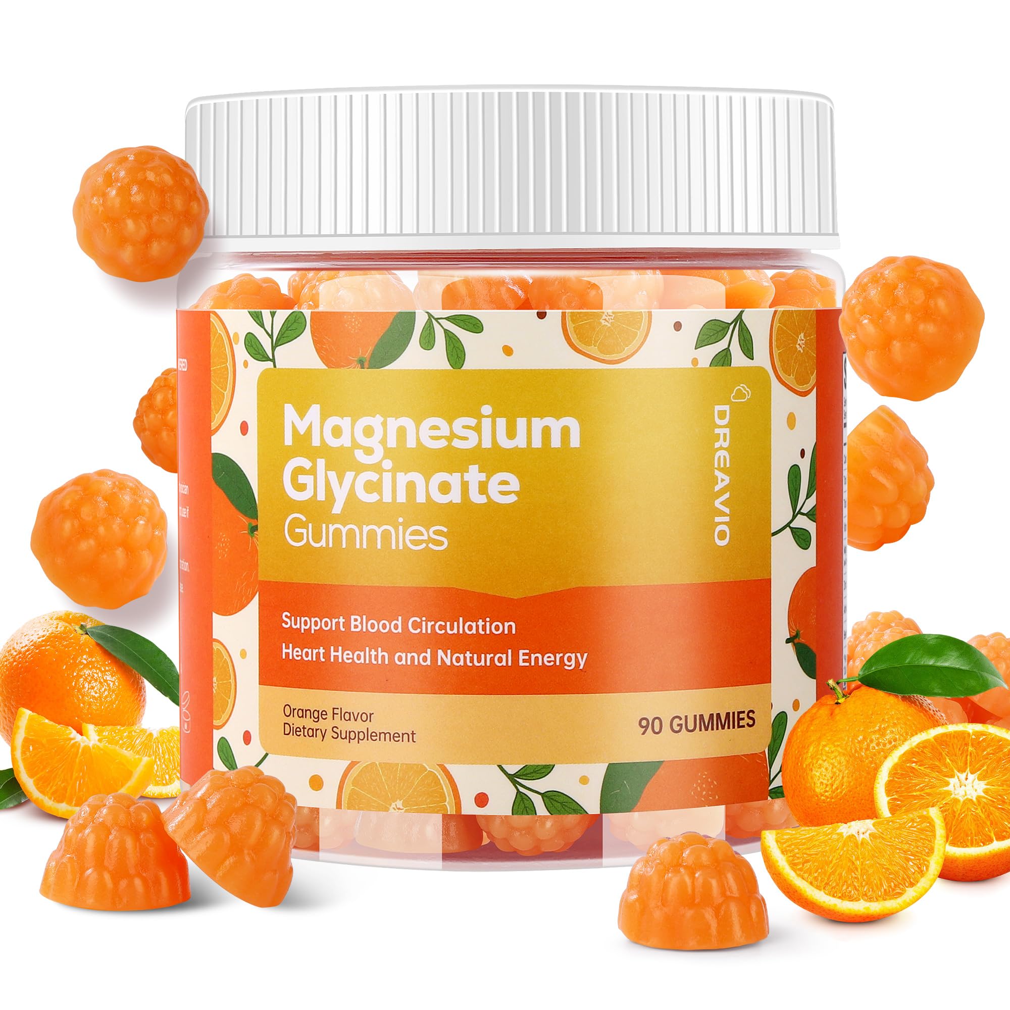 DREAVIO 600mg Magnesium Glycinate Gummies, Sugar Free, 90 Count | Provides 100mg Elemental Magnesium from Magnesium Glycinate & Citrate, with Zinc & Ashwagandha, Cherry Flavor Vegan Gummies