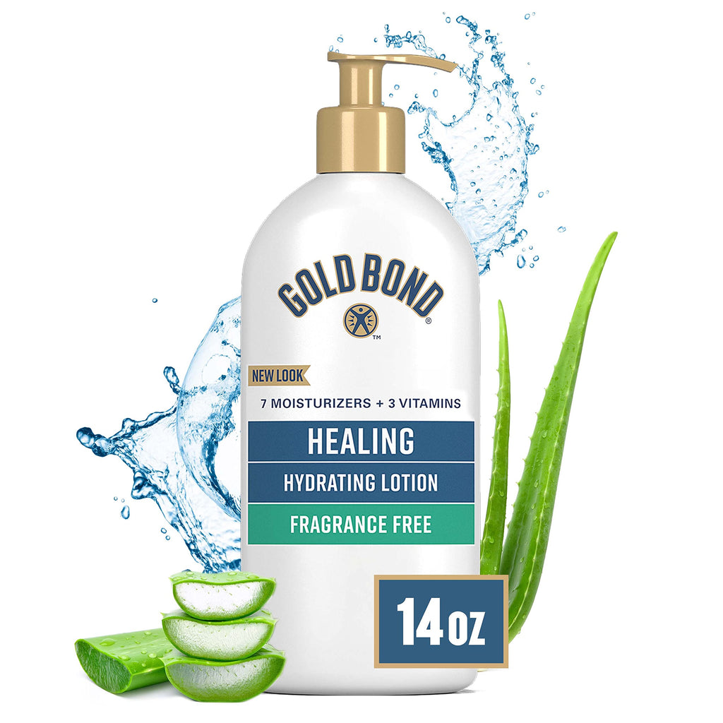 Gold Bond Healing Hydrating Body Lotion with Aloe, Moisturizer for Dry to Extra Dry Skin, 24-HR Hydration to Soothe & Comfort, Non-Greasy, Dermatologist-Tested, Light Scent, 24 Oz Family Size Pump