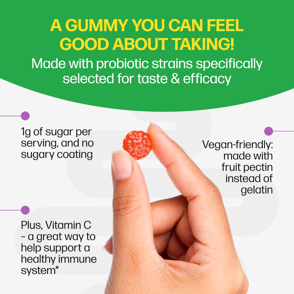 Daily Probiotic Gummies for Women & Men, Berry Flavor, 52 Count, Naturally-Sourced Daily Probiotic + Prebiotic