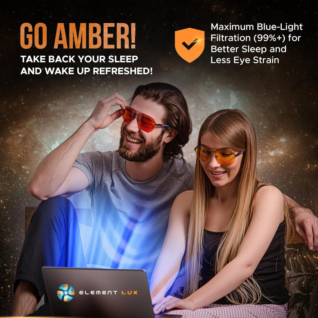 Buy now Blue Light Blocking Glasses Amber Lenses - For Better Sleep, Gaming, Eye Strain, Computer at indiglob india