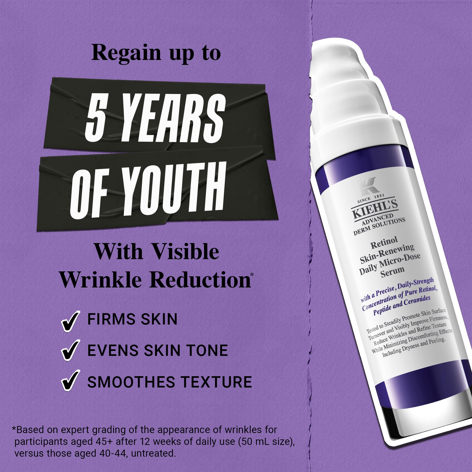 Buy now Kiehl's Daily Micro-Dose Anti-Aging Retinol Facial Serum, Reduces Wrinkles, Firms Skin, Evens Skin Tone, Youth Renewing & Hydrating Formula, with Retinol & Ceramides, Paraben-free, Fragrance-free at indiglob india