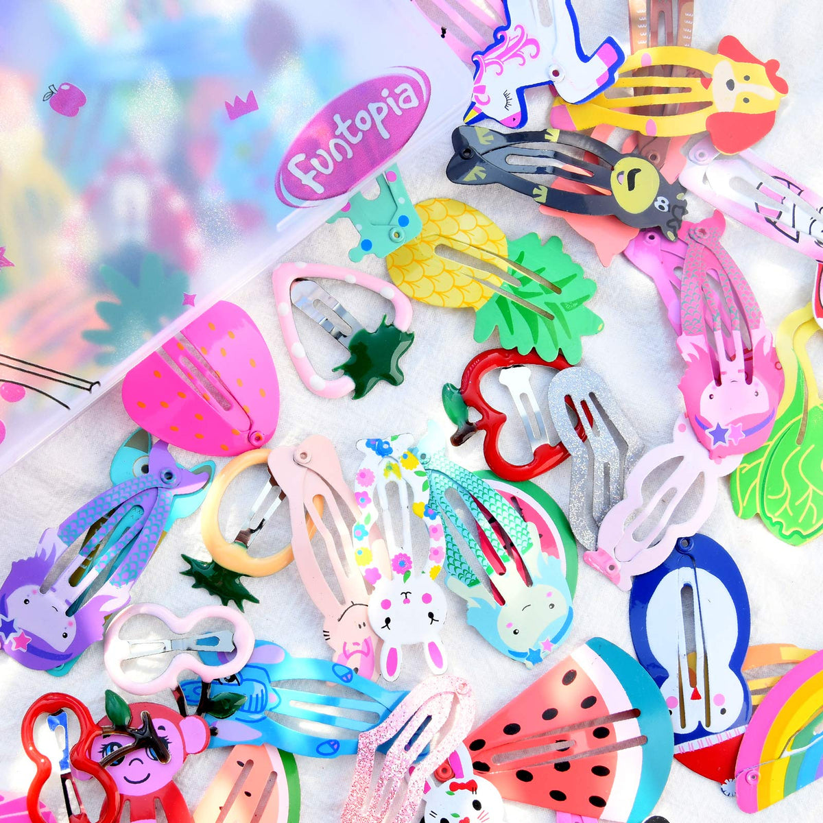 Girls Hair Clips Barrettes, Funtopia 80 Pcs Metal Snap Hair Clips for Kids