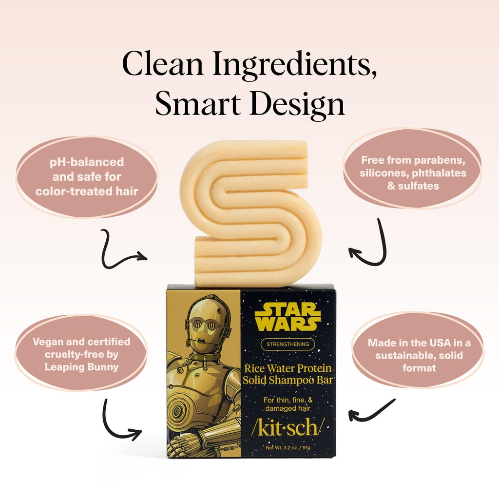 Kitsch Rice Water Shampoo Bar for Hair Growth x Star Wars C-3PO Design