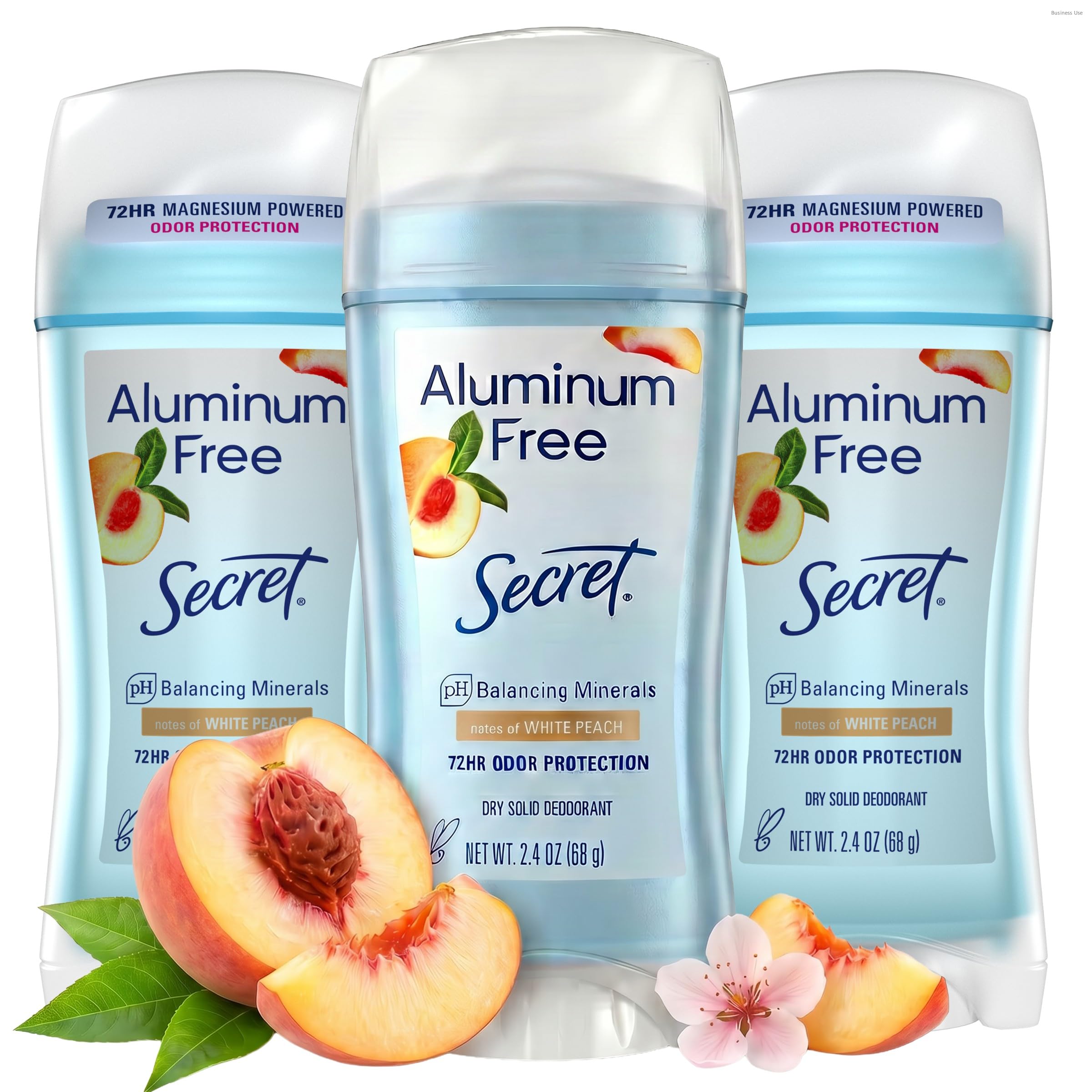 Secret Aluminum Free Deodorant for Women, 48hr Odor Protection, Naturally Derived Ingredients, Free of Parabens Dyes Talc & Baking Soda, PH Balanced, Dry Solid, Coconut Scent, 2.4 oz (Pack Of 3)