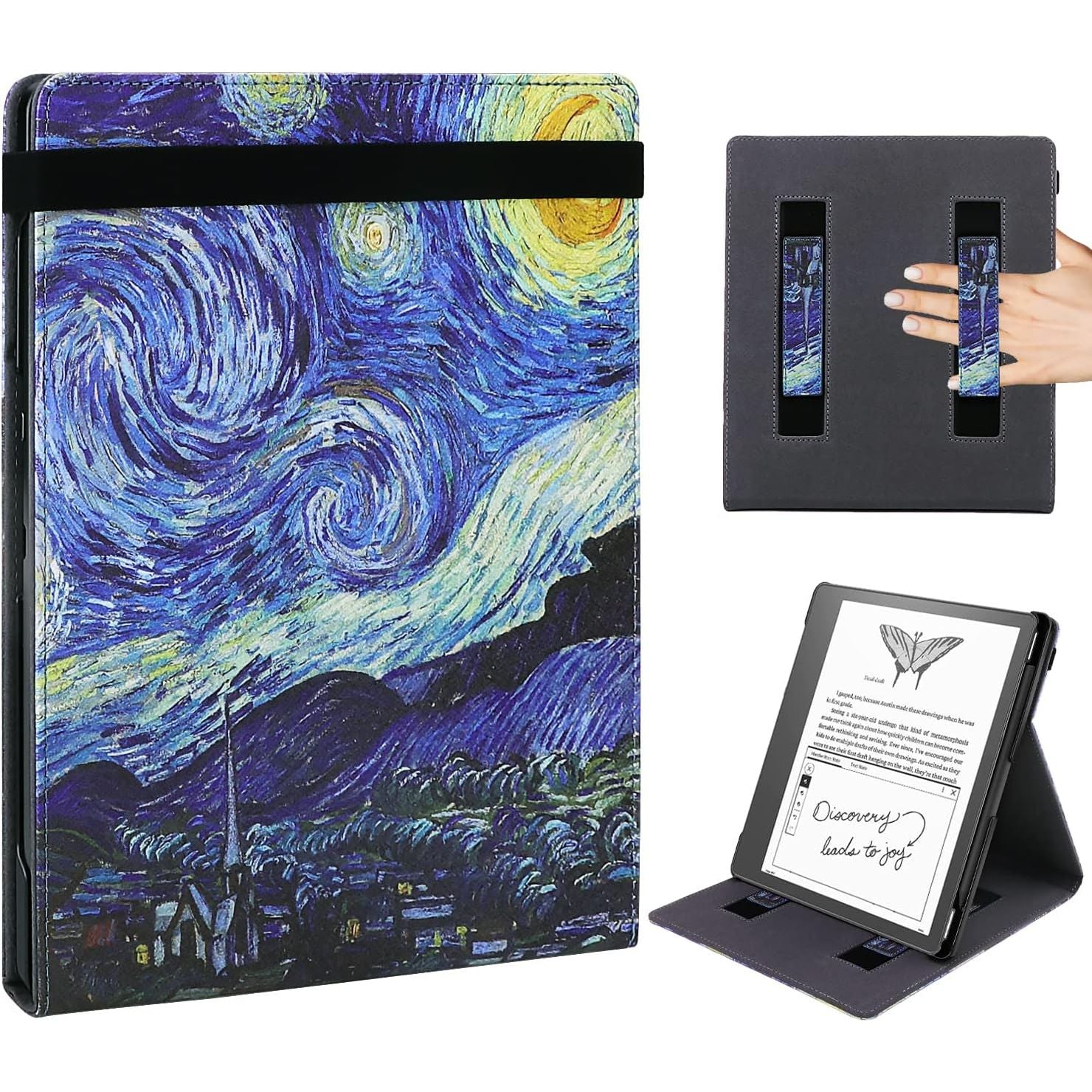 Buy now WALNEW Flip Case for 10.2-inch Kindle Scribe 2024/2022 Released, Two Hand Straps and Vertical Multi-Viewing Stand Cover with Auto Wake/Sleep for 10.2” Amazon Kindle Scribe E-Reader(Gray) Starry Night at indiglob india