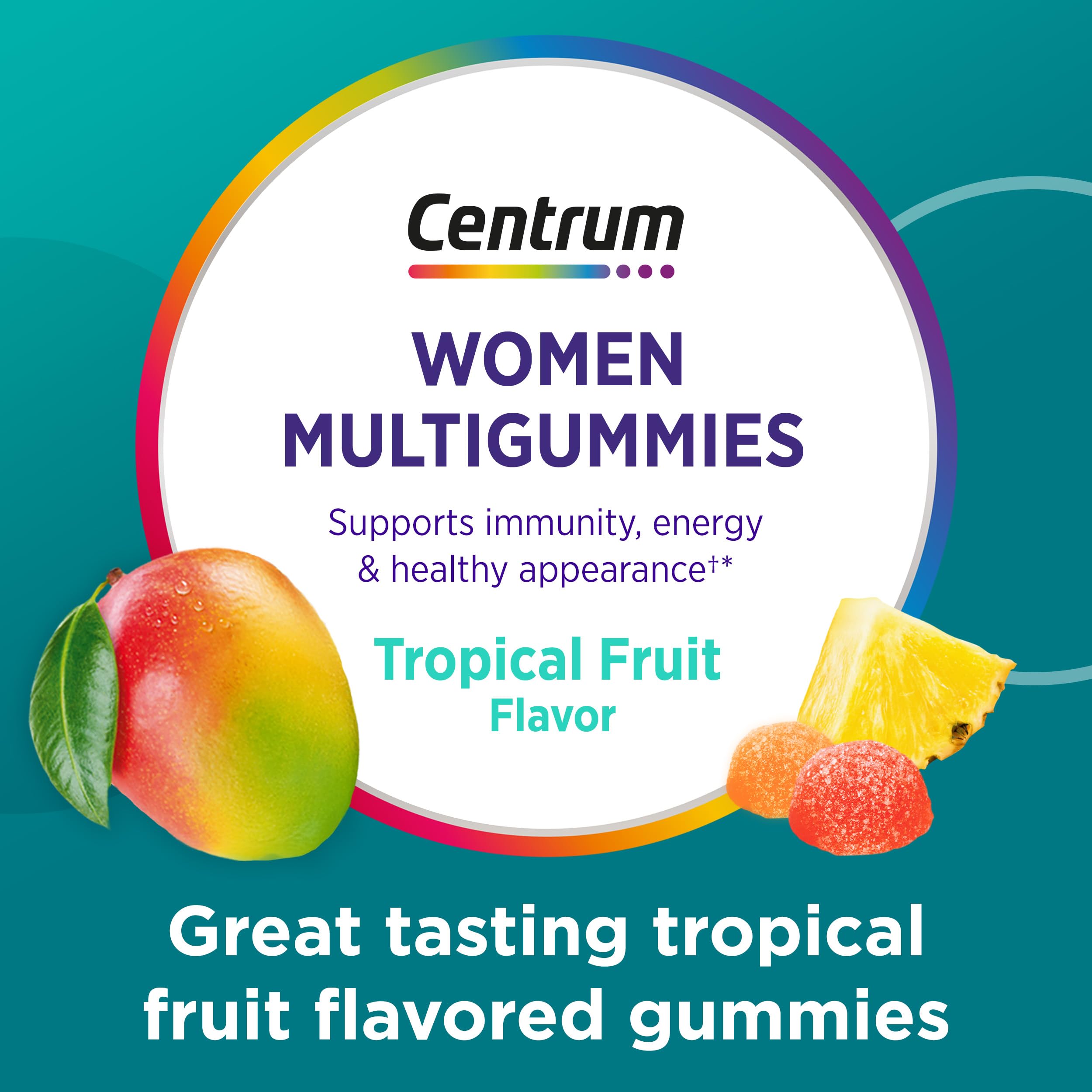 Centrum MultiGummies for Women 18 and Over, 100 Count | Contains Vitamin D3, B Vitamins and Antioxidant Vitamins C and E, Gluten Free, Non-GMO Ingredients, GLP-1 Support